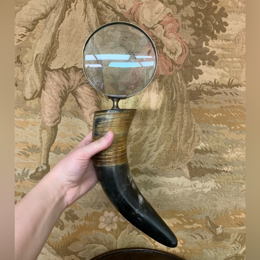 Steer Horn and Brass Magnifying Glass